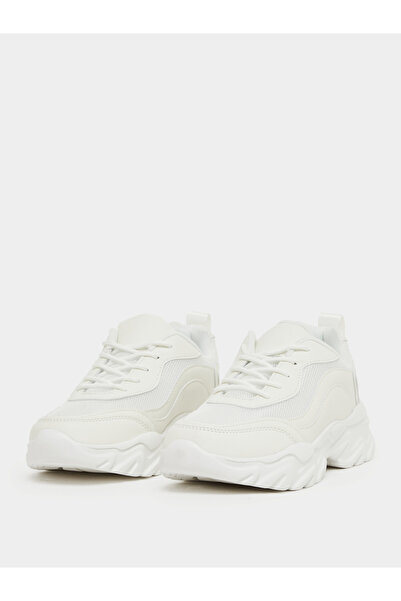 Styli Plain Chunky Lace-Up Sneakers with Back Pull Tab