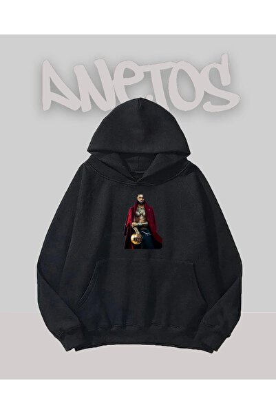 Anetos سويت شيرت أسود بتصميم Black Adam مطبوع من الأمام