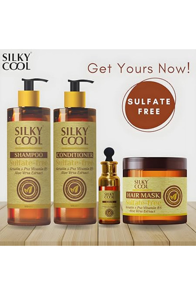 Silky Cool خالي من الكبريتات مع الكيراتين وبرو فيتامين ب5 ومستخلص الصبار