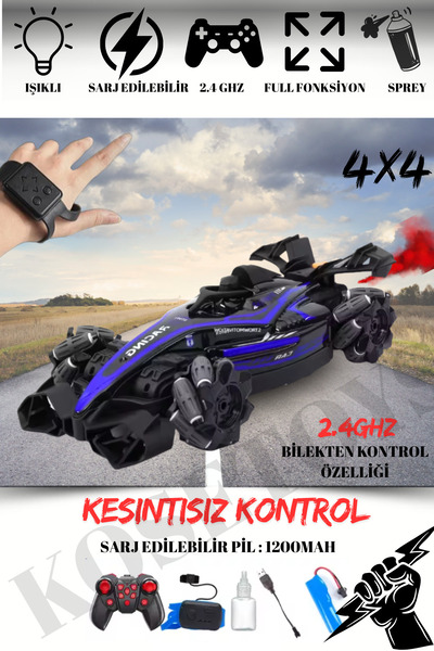 kosetoys Uzaktan Kumandalı Araba Şarjlı 4x4 Full Fonksiyon 2.4Ghz RC Yarış Rally Arabası