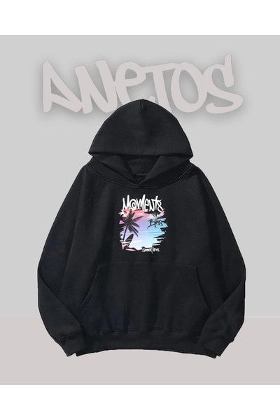 Anetos Μαύρο μπλουζάκι Moments Design με τύπωμα