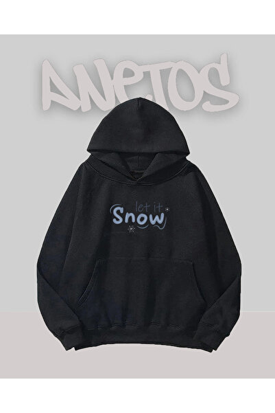 Anetos Snow 1 Design Negru Față cu imprimeu Swea tricou