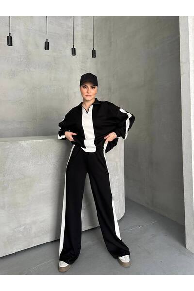 ZF BUTİK Αθλητικό κοστούμι αθλητικής φόρμας Modal υφασμάτινο κοστούμι με ρίγες με μακριά μανίκια