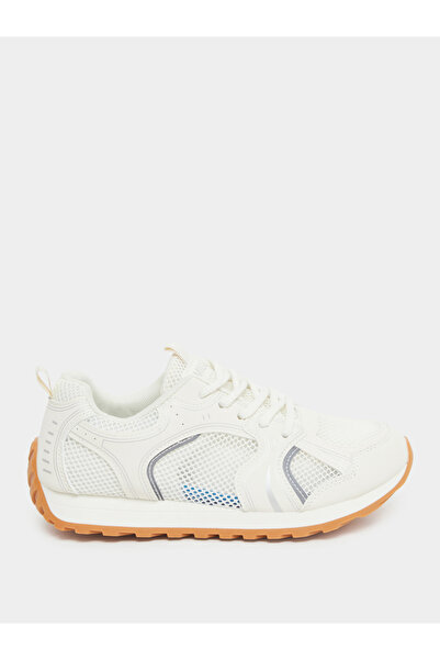 Styli Women White Mesh Sneakers