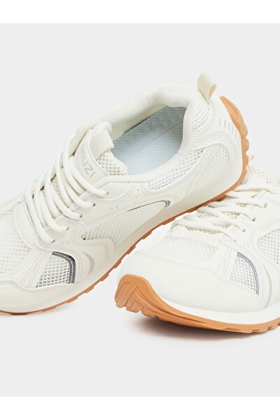 Styli Women White Mesh Sneakers