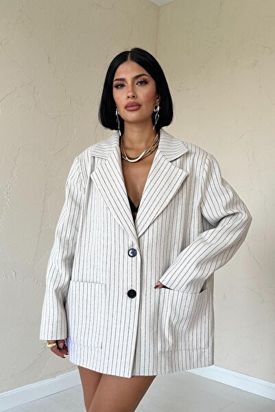 ELİSA Çizgili Oversize Blazer Ceket
