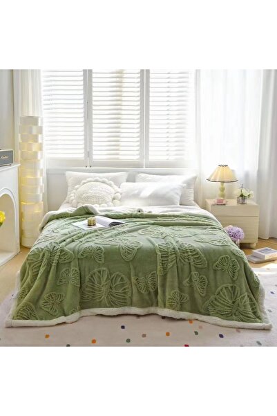 OEM Patura cocolino cu dos plusat pentru pat dublu, model cu fluturi gofrati,...