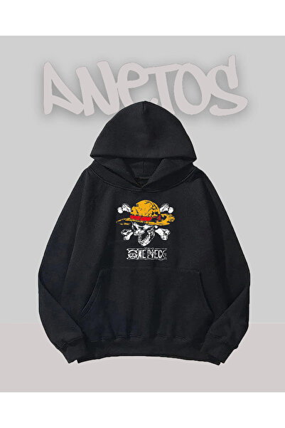 Anetos Design One Piece Negru Față cu imprimeu Swea tricou