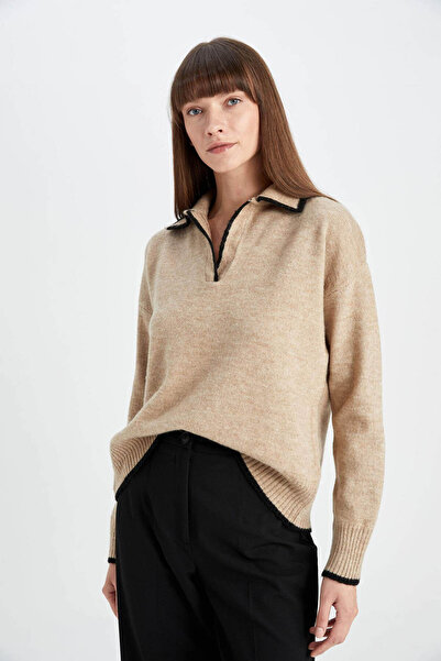 DeFacto Γυναικείο πουλόβερ Regular Fit Stone A3868AX/BG303