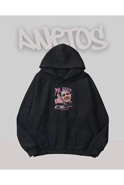 Anetos Lil Peep 6 Design Hanorac negru cu imprimeu pe față