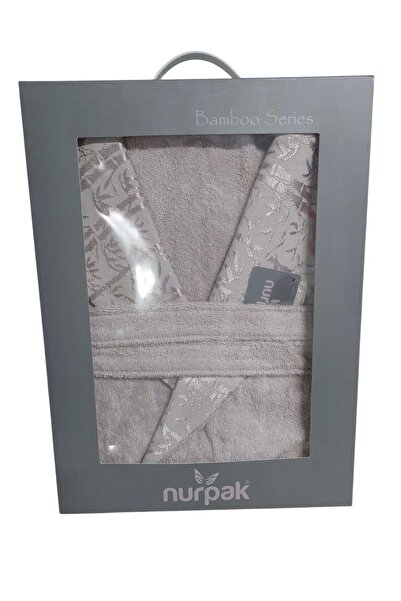 Nurpak Erkek Bej Bambu Bedenli Tek Bornoz