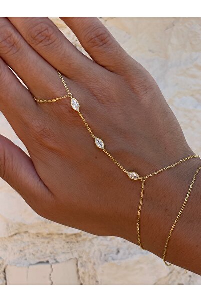 Sade Accessory Badem Kesim Üç Taşlı Şahmeran