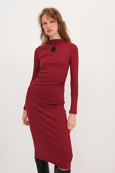 Addax Dik Yaka Uzun Kollu Basic Elbise E12125