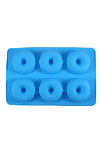 Choice قالب دونات سيليكون مقاوم للحرارة باللون الأزرق لـ 6 قطع دونات، صينية خ...