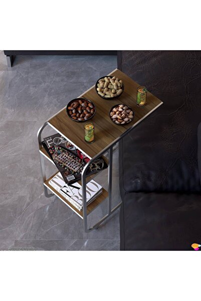 Modilayn C Yan Sehpa Dar Boy Tekerlekli Çalışma, Atıştırmalık, Yemek, Laptop ...