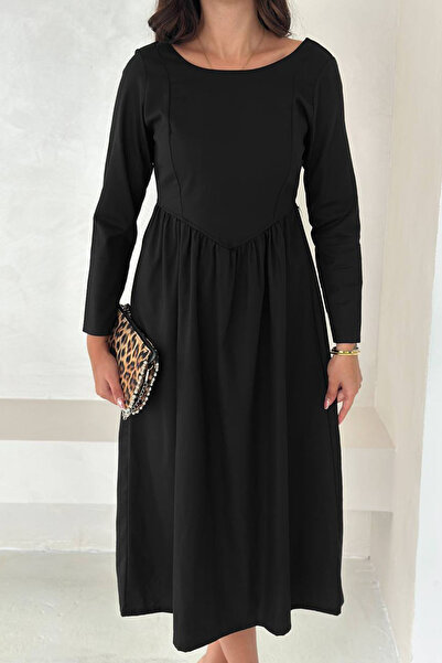 Neşeli Butik γυναικείο φόρεμα με μακρύ μανίκι με ανοιχτή πλάτη NBK4311