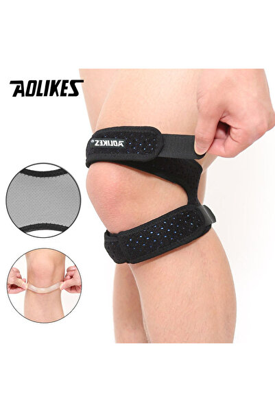 Aolikes النوع ب - أسود رمادي 1 قطعة ضمادة ضاغطة للركبة، ضمادة داعمة، دعامات م...