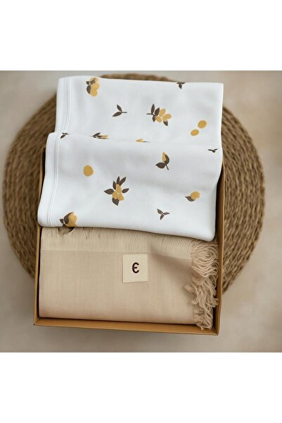 ByBest Beauty بطانية موسلين وبطانية قطن + حزام مصاصة هدية (مع صندوق)