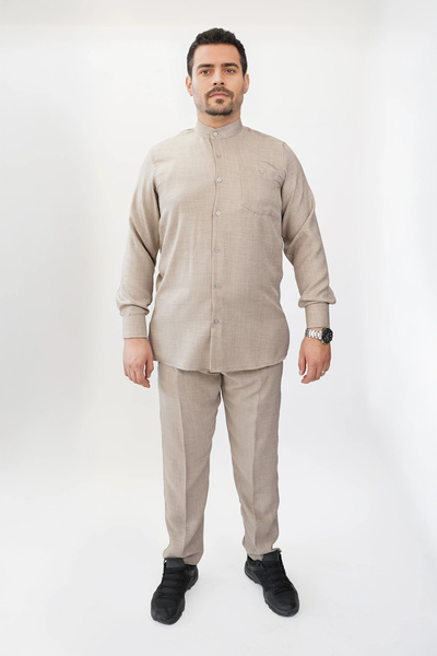 Hurma Kervanı Keten Düğmeli Erkek Takımı Terletmeyen Yazlık Rahat Erkek Giyim...