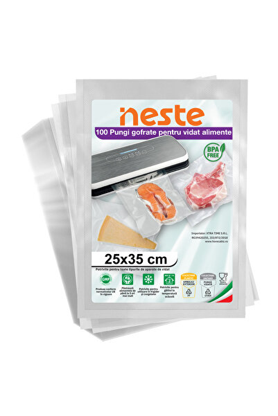 Neste Set 100 Pungi Gofrate Neste® Professional pentru vidare alimente, 25x35 cm