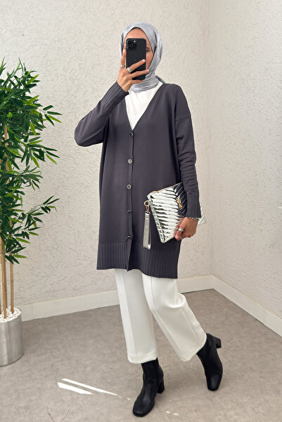 zhrcelebi V-Neck Knitwear Cardigan 0140214 - Anthracite