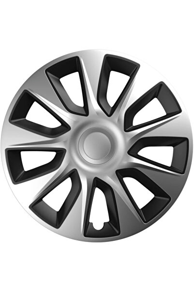 Cridem Set capace roti auto Stratos 4buc - Argintiu/Negru - 15''