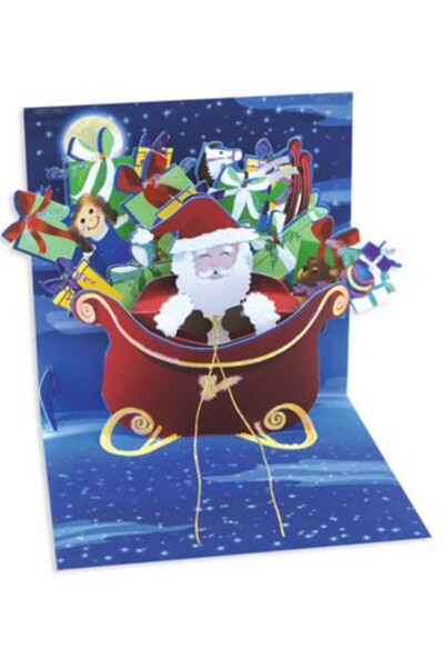 PopShots Felicitare 3D Mos Craciun cu sania plina de cadouri