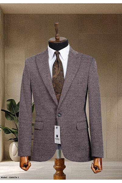 Sergio Ferraro Antrasit Dokulu İtalyan Stil Slim Fit Erkek Blazer Ceket