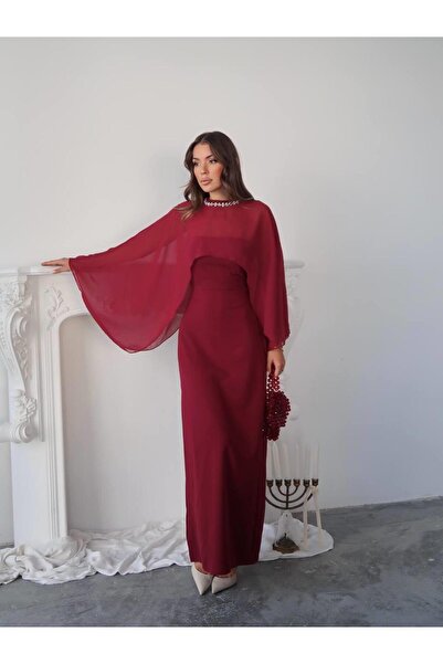 conconmoda Alesta Tül Detaylı Tasarım Uzun Elbise