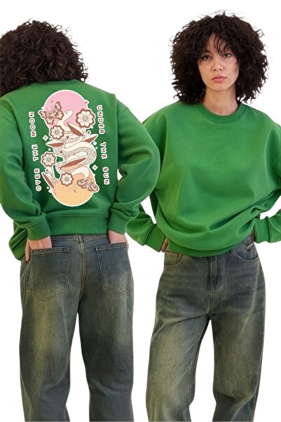 ArtYus Tricou unisex cu mânecă lungă Over The Moon Snake Transfer cu imprimeu...