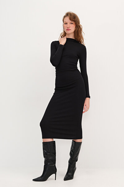 Addax High Neck Long Sleeve Basic Dress E12125