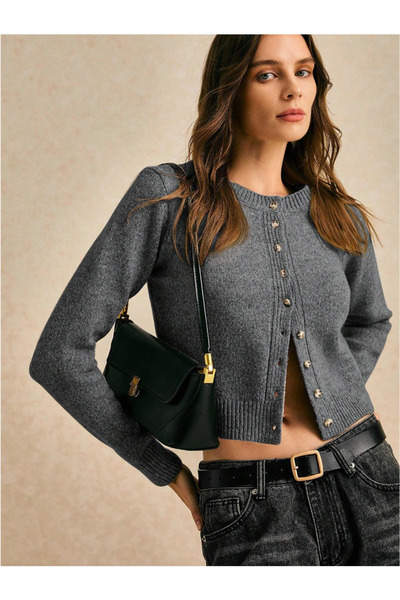 Samin Women's Buttoned Basic Knitwear Cardigan