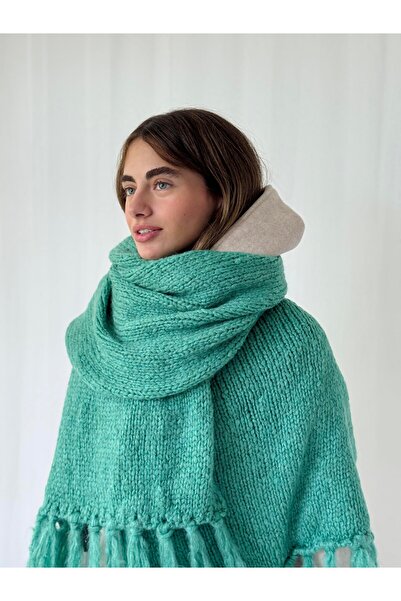 Retrobird Large Size Soft Knitted Scarf Women's Turquoise