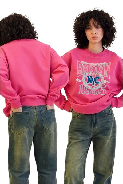 ArtYus سويت شيرت برقبة دائرية وأكمام طويلة للجنسين من بروكلين 1985 مطبوع عليه...