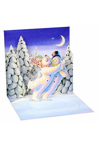 PopShots Minifelicitare 3D de Craciun Oameni de zapada patinand