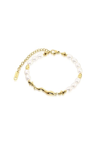 Hinari Brățară din oțel inoxidabil placată cu aur Ocean Treasures cu perle de apă dulce