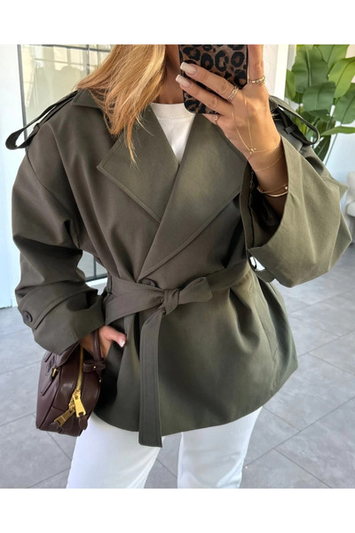 My Blog Haki Jade Kısa Trenç - 9609