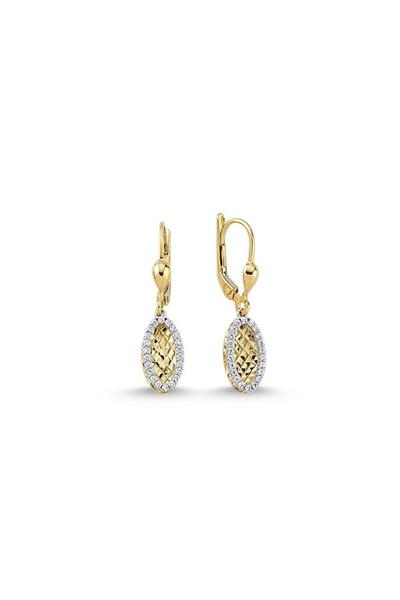 Pirnus Diamond Altın Sallantılı Tasarım Küpe