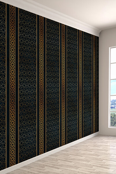 dreamwall Osmanlı Kündekari Motifli Altın Şerit Tekstil Duvar Kağıdı