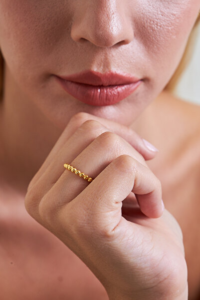 Ventino Silver 18K Altın Kaplama Küre Formlu Sıralı 925 Ayar Gümüş Kadın Yüzü...