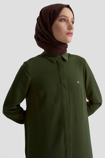 Armine Trend Basic Gizli Düğmeli Uzun Gömlek Tunik Modaayka 25AYC4158