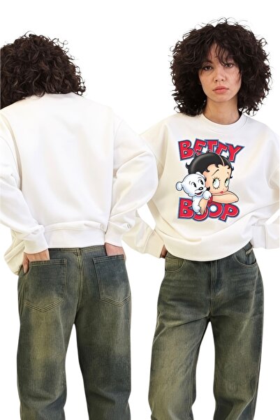 ArtYus Tricou unisex cu mânecă lungă Betty Boop Transfer cu imprimeu guler ro...