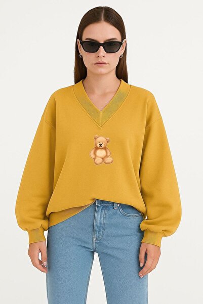 DM DOLCE MORE SWEATSHIRT UNISEX CU DECOLTEU ÎN V CU IMPRIMARE AYICIK