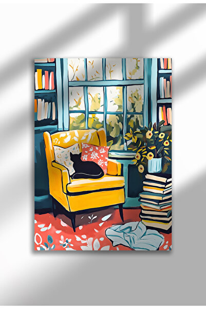 21mxm Imprimeu pe pânză cu pisică neagră – Operă digitală pe pânză neînrămată...