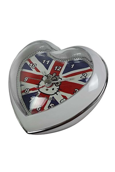 SANRIO Hello Kitty UK table clock with alarm, heart shape, 11 x 11 cm, ZR26322