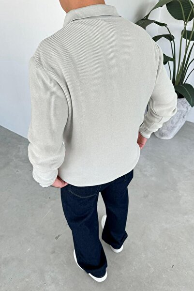 HAFKAGİYİM Gray Half-Zip Relaxed Knit Sweater
