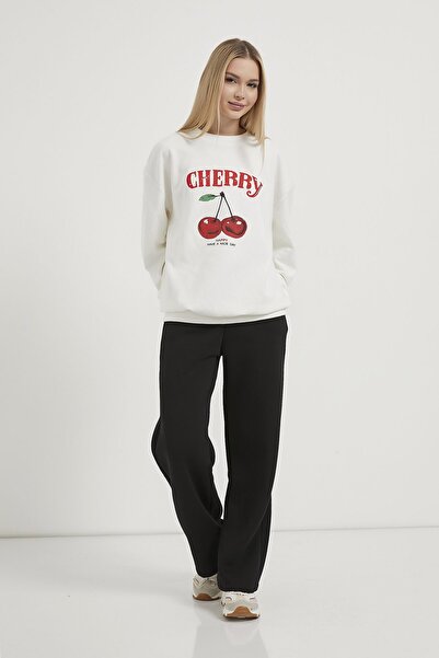 Arma Life Γυναικείο χειμερινό φούτερ με στάμπα Cherry Oversize Λευκό