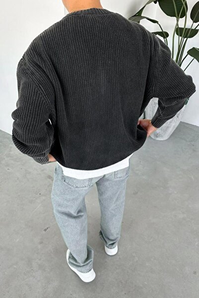 HAFKAGİYİM Антрацитовий трикотажний светр з капюшоном та шнурком