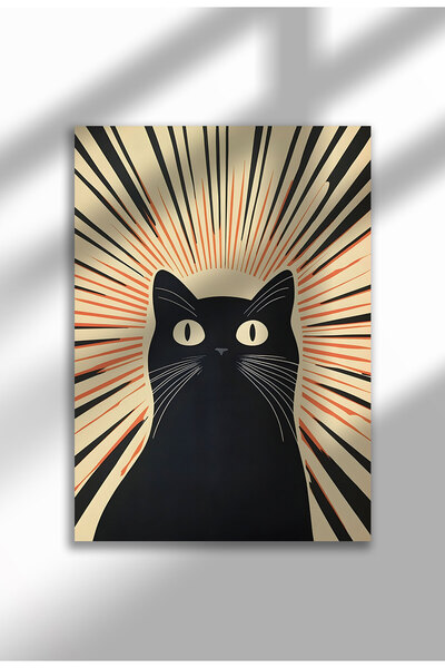21mxm Imprimeu pe pânză cu pisică neagră – Operă digitală pe hârtie neînrămat...