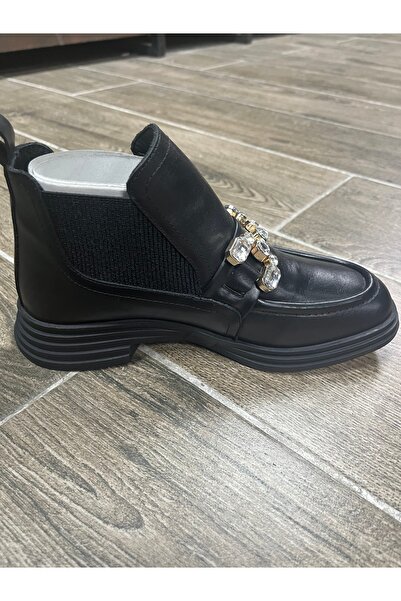 Butik Noble Shoes Hakiki Deri Siyah Kısa Bot